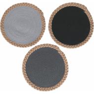 Set 3 tovagliette in policotone cornice intrecciata in juta colori assortiti Stones