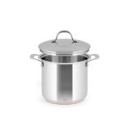 Pentola con coperchio in acciaio inox e fondo in filo di rame