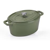 Casseruola ovale in ghisa con coperchio B.Iron Green cm 31x24