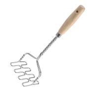 Schiacciapatate manuale in acciaio inox con manico in legno