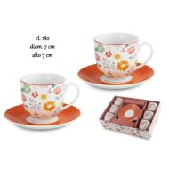 Set 6 tazze caffè Spring con piattino cl 180
