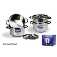 Casseruola per cottura a vapore 3 pezzi in acciaio inox cm 20