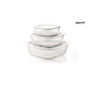 Set 3 contenitori ermetici quadrati