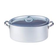 Casseruola ovale in alluminio con coperchio cm 32x22