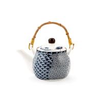 Teiera in porcellana con manico in bambù Seta (fantasie assortite)