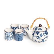 Set da tè in porcellana e bambù 5 pezzi Seta