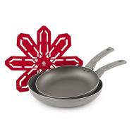 Set 2 padelle in alluminio antiaderente cm 24/28 con salvapadella (colori assortiti)