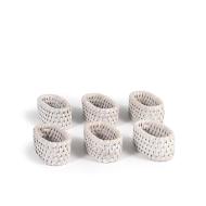 Set 6 lega tovaglioli in rattan bianco