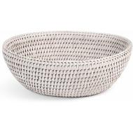 Cestino ovale in rattan bianco cm 22,5x18x7,5