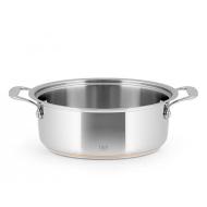 Casseruola bassa in acciaio inox con triplo fondo ed inserto in rame