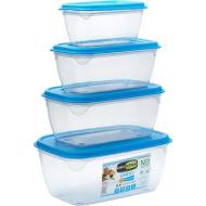 Set 4 contenitori rettangolari ermetici con coperchio