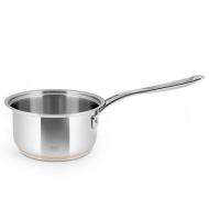 Casseruola a un manico in acciaio inox con triplo fondo ed inserto in rame