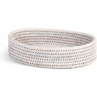 Cestino ovale in rattan bianco cm 24,5x19x5,5