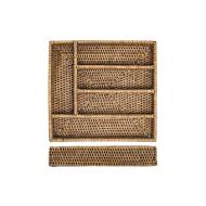 Contenitore porta posate 5 posti in rattan cm 34x32x6,5