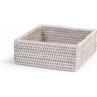 Contenitore quadrato multiuso in rattan bianco cm 19x7