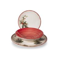 Servizio piatti in stoneware 18 pezzi Red Berries