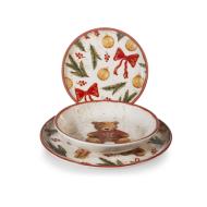 Servizio piatti in stoneware 18 pezzi Nordic Teddy Hugs