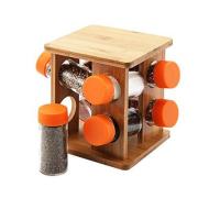 Porta spezie girevole in legno 9 pezzi