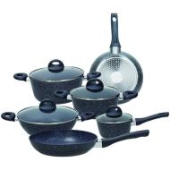 Batteria di pentole in alluminio antiaderente Black Opal 10 pezzi
