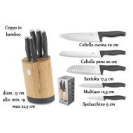 Ceppo in bamboo con 5 coltelli anthracite