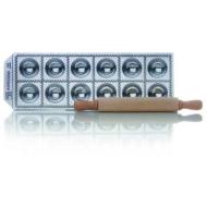 Stampo 12 ravioli in alluminio lucidato con mattarello