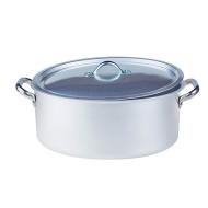 Casseruola ovale in alluminio con coperchio cm 36x25