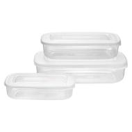 Set 3 contenitori rettangolari per alimenti Family Food bianco