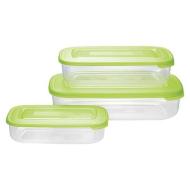 Set 3 contenitori rettangolariper alimenti Family Food verde