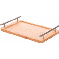 Vassoio in bamboo con manici argento