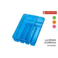 Porta posate con ripiano scorrevole (colori assortiti)