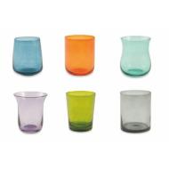 Set 6 bicchieri acqua colorati forme assortite Cromia