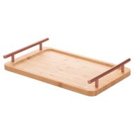 Vassoio in bamboo con manici oro rosa