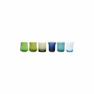 Set 6 bicchierini liquore nuance blu verde Diseguale