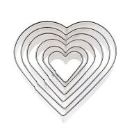 Set 6 tagliabiscotti cuore in acciaio inox