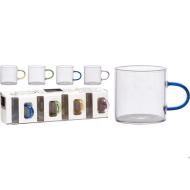 Set 4 tazze thè in vetro borosilicato cl 7