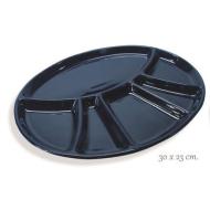 Piatto ovale in porcellana a 6 scomparti