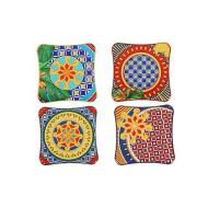 Set 4 sottobicchieri in ceramica e sughero Miami cm 10,5