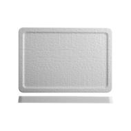 Set 3 piatti rettangolari in melamina effetto materico cm 30,5x21,5x2,6 bianco