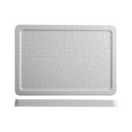 Set 3 piatti rettangolari in melamina effetto materico cm 36x25x2,6 bianco