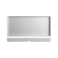 Set 3 piatti rettangolari in melamina effetto materico cm 38x18x3,6 bianco