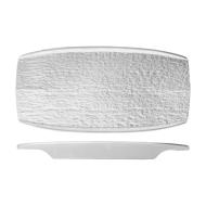 Set 3 piatti rettangolari in melamina effetto materico cm 32x16x3 bianco