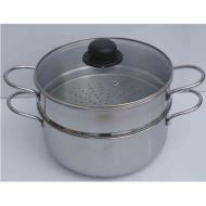 Vaporiera 3 pezzi in acciaio inox con coperchio in vetro Daisy cm 24