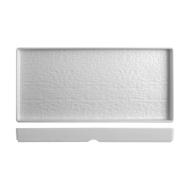 Set 3 piatti rettangolari in melamina effetto materico cm 28x13x2,6 bianco
