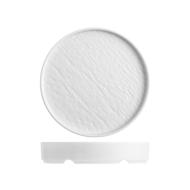 Set 3 piatti tondi in melamina effetto materico cm 28 bianco