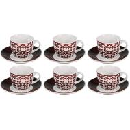 Set 6 tazzine da caffè con piattino Barocco rosso