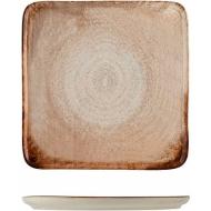 Set 12 piatti quadrati in stoneware Artisanal marrone cm 21x21