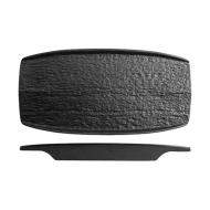 Set 3 piatti rettangolari in melamina effetto materico cm 32x16x3 nero