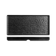 Set 3 piatti rettangolari in melamina effetto materico cm 28x13x2,6 nero