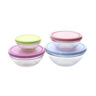 Set 4 contenitori per frigo tondi con coperchio colorato Snack