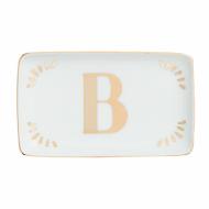 Vaschetta rettangolare in porcellana lettera B